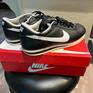 Nike Cortez, size 9 mens / 10 womens, black with white logo
